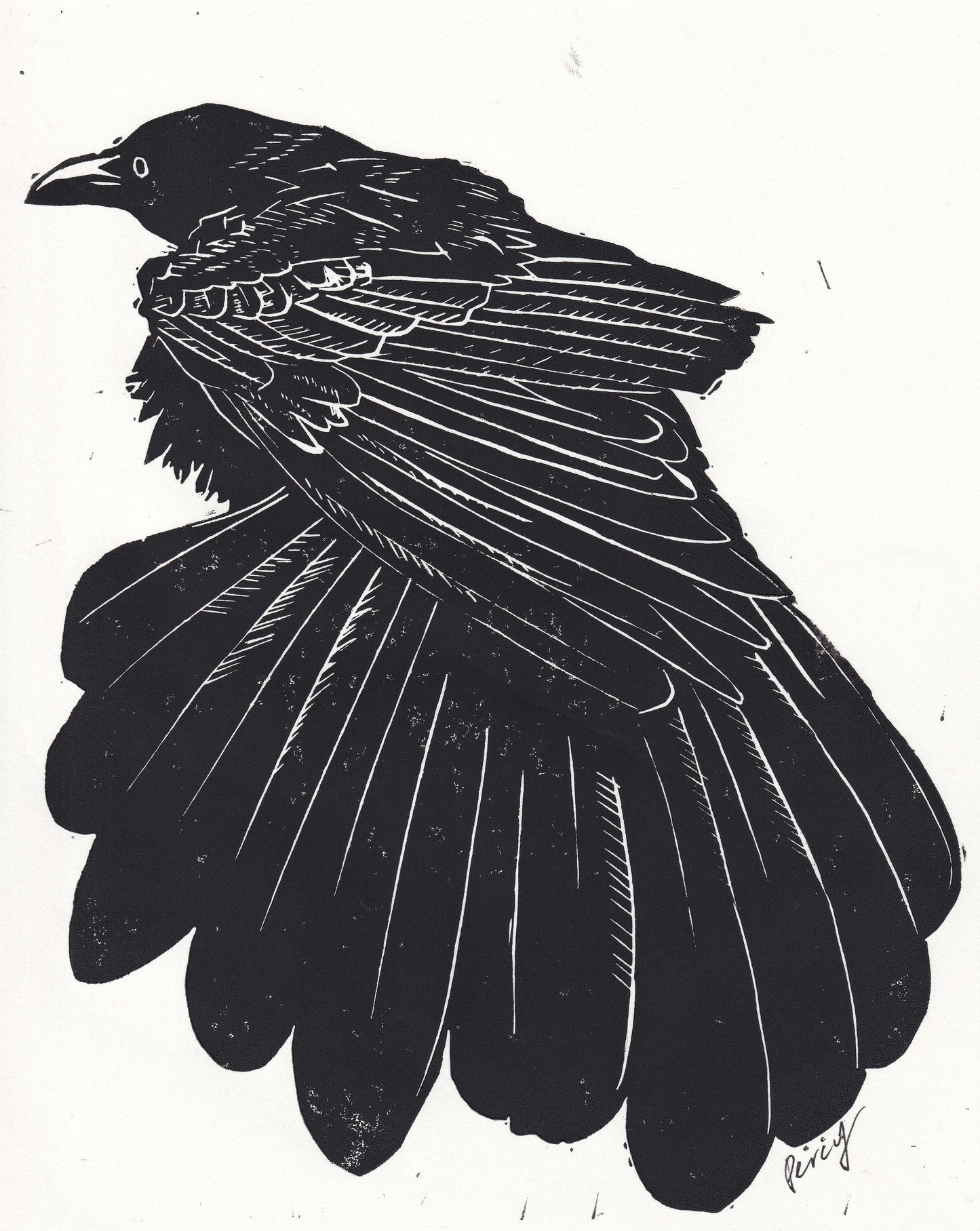 GRACKLE (8x10 Linocut Print)