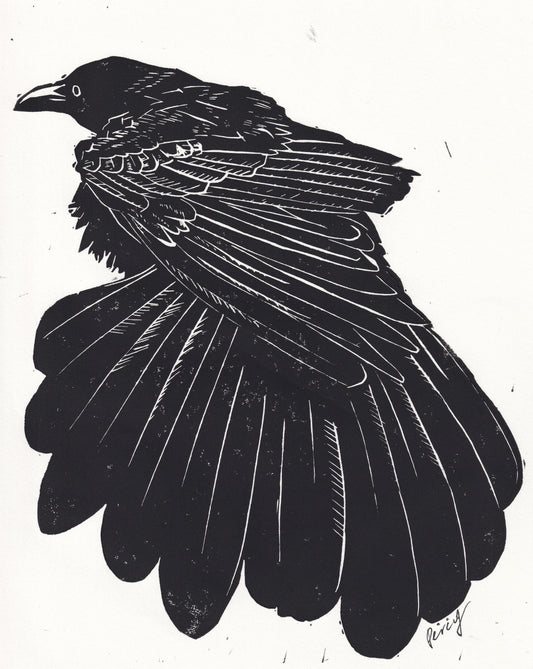 GRACKLE (8x10 Linocut Print)