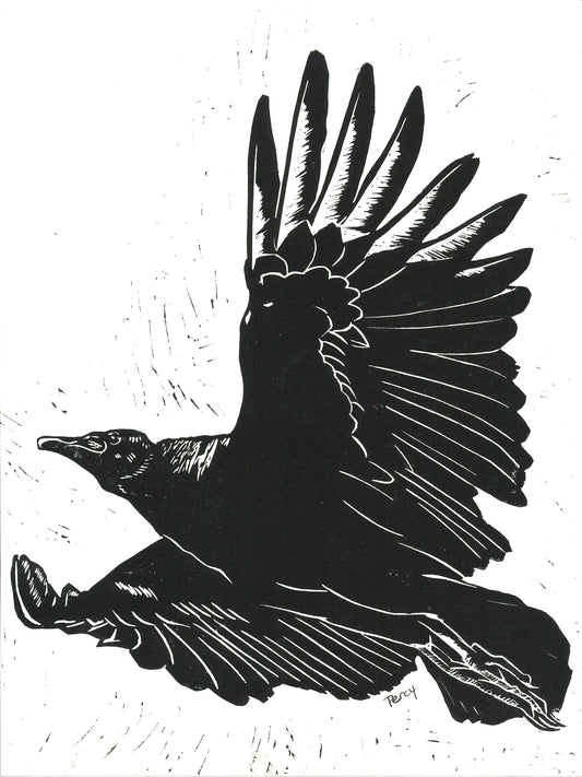 Black Vulture (9x12 Linocut Print)